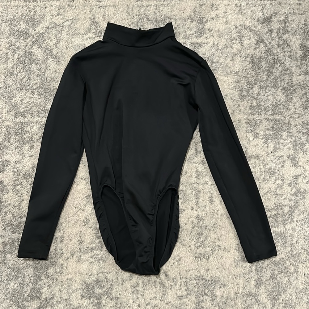 Motionwear Long Sleeve Mock Turtleneck Black Leotard